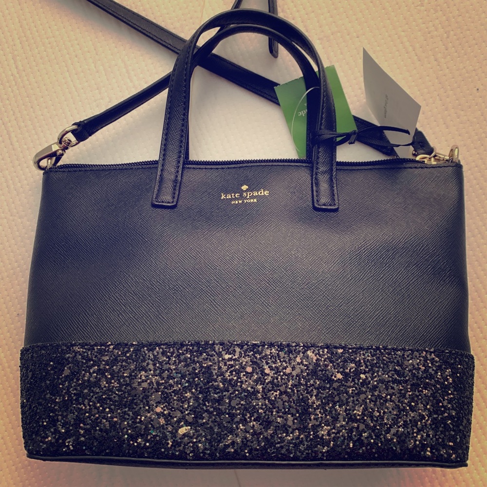 Kate spade glitter INA crossbody black NWT